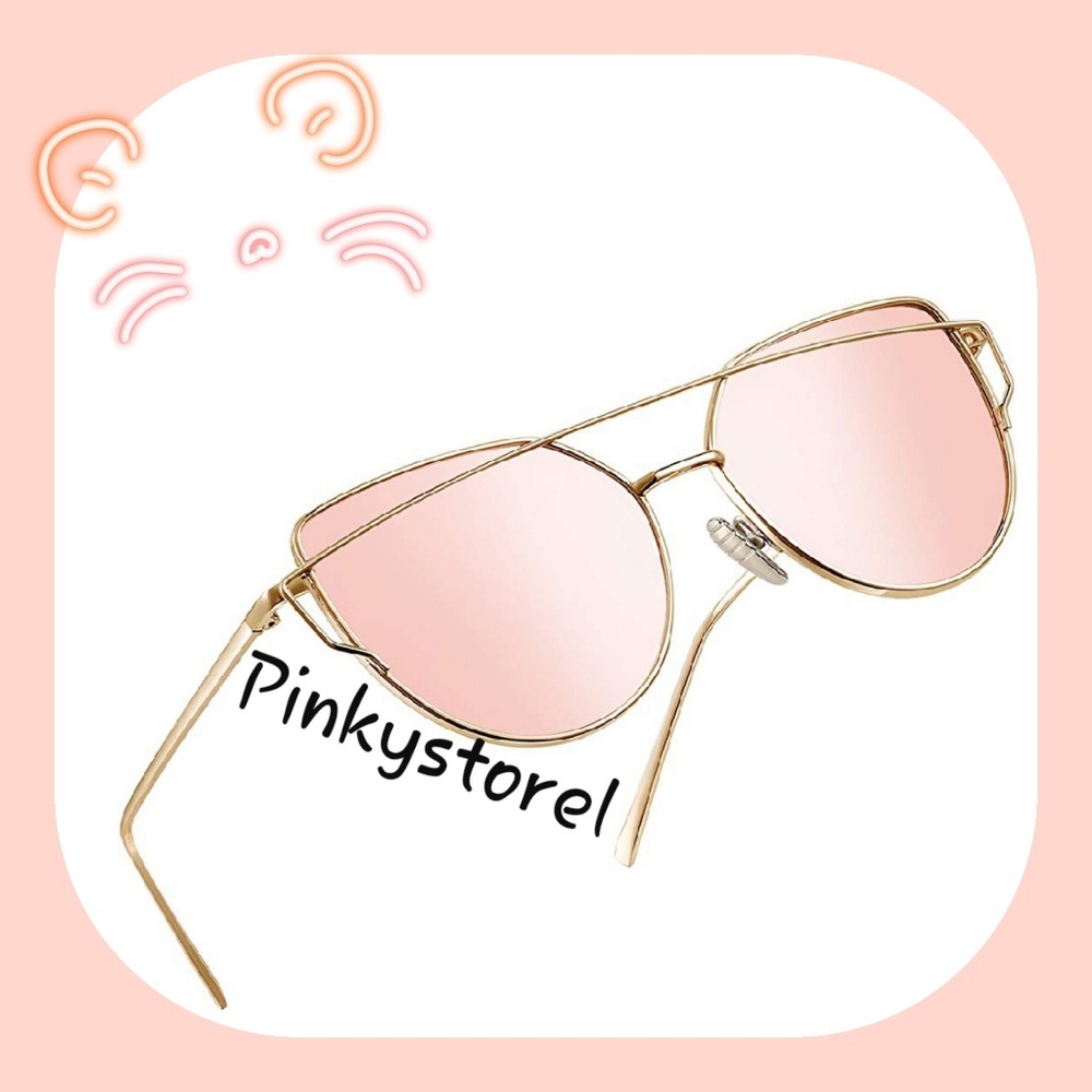 🍑Rose Peach Mirror Cat Eye Sunglasses🍑 - Picture 5 of 7